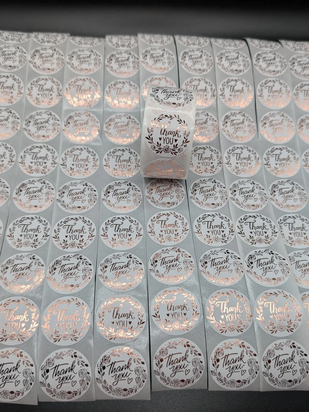 500 Count Rose Gold Thank You Stickers Wedding Shipping Round Party Seal 1 Roll